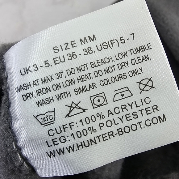 Hunter Socks Liner Boot Gray Fleece Knit Winter Insulated Sweater Cuffed Slipper - Picture 4 of 5